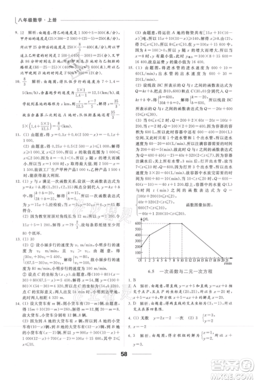 云南美术出版社2021秋季亮点给力提优课时作业本八年级上册数学通用版参考答案