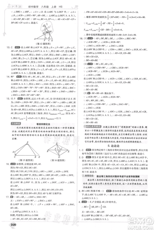 开明出版社2021少年班初中数学八年级上册华师大版参考答案