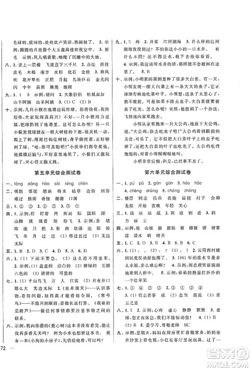 云南美术出版社2021同步跟踪全程检测及各地期末试卷精选二年级语文上册人教版答案 云南美术出版社2021同步跟踪全程检测及各地期末试卷精选二年级语文上册人教版答案
