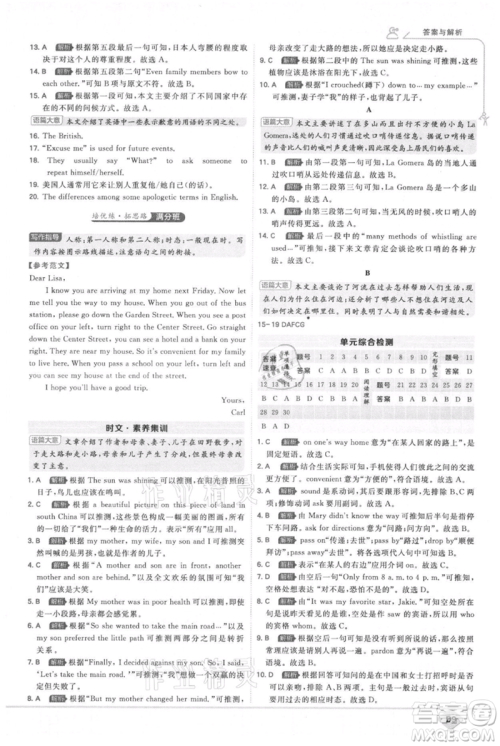 开明出版社2021少年班初中英语九年级人教版参考答案