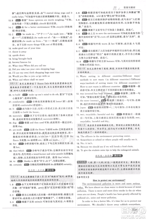 开明出版社2021少年班初中英语九年级人教版参考答案