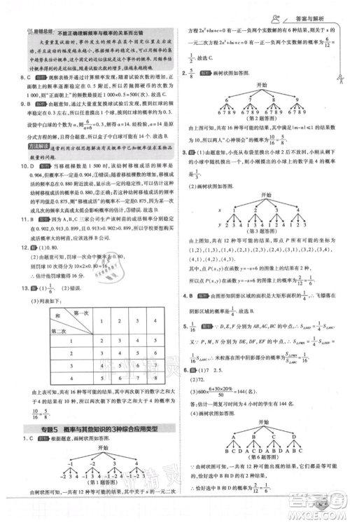 开明出版社2021少年班初中数学九年级上册北师大版参考答案 开明出版社2021少年班初中数学九年级上册北师大版参考答案
