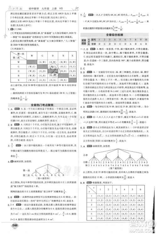 开明出版社2021少年班初中数学九年级上册华师大版参考答案