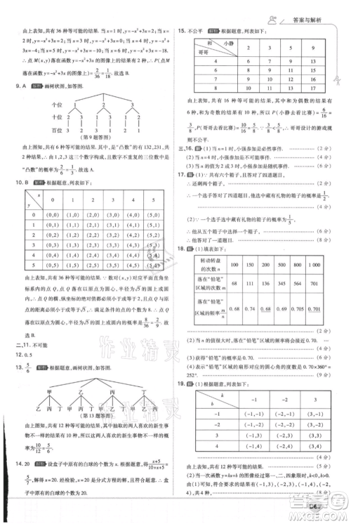 开明出版社2021少年班初中数学九年级上册华师大版参考答案