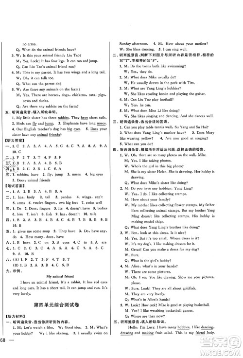 云南美术出版社2021同步跟踪全程检测及各地期末试卷精选五年级英语上册译林版答案