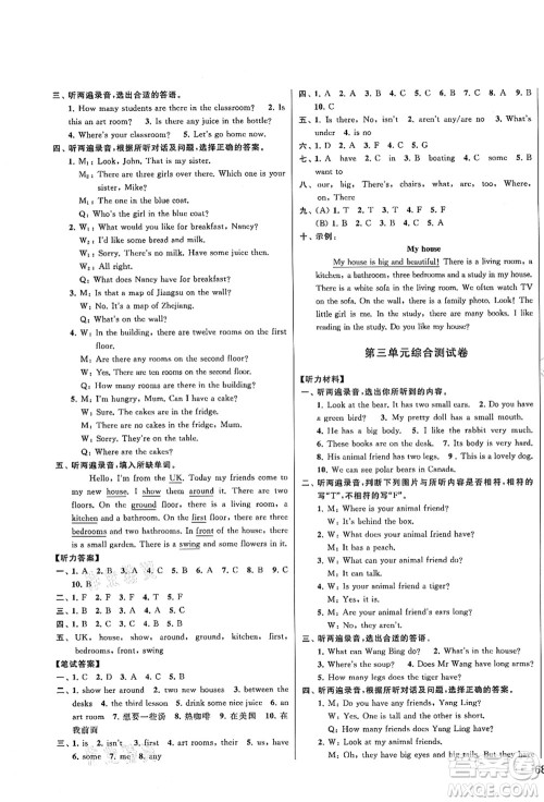 云南美术出版社2021同步跟踪全程检测及各地期末试卷精选五年级英语上册译林版答案