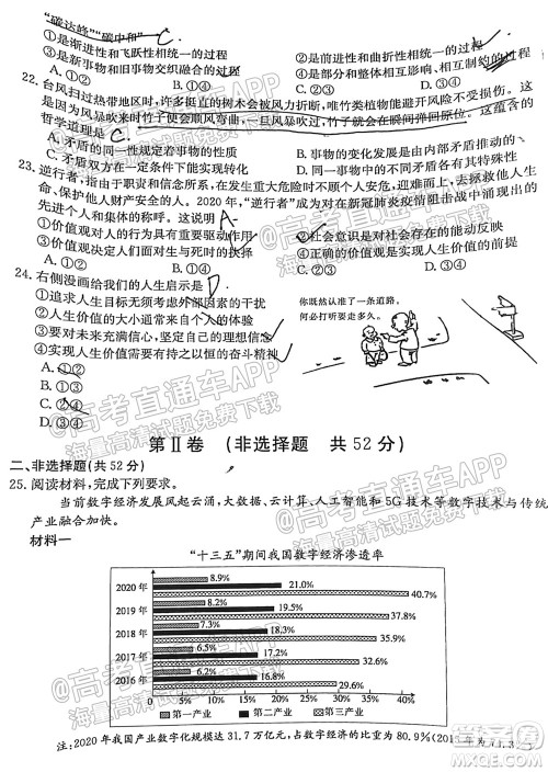 2022届金太阳百万联考1003高三思想政治试题及答案