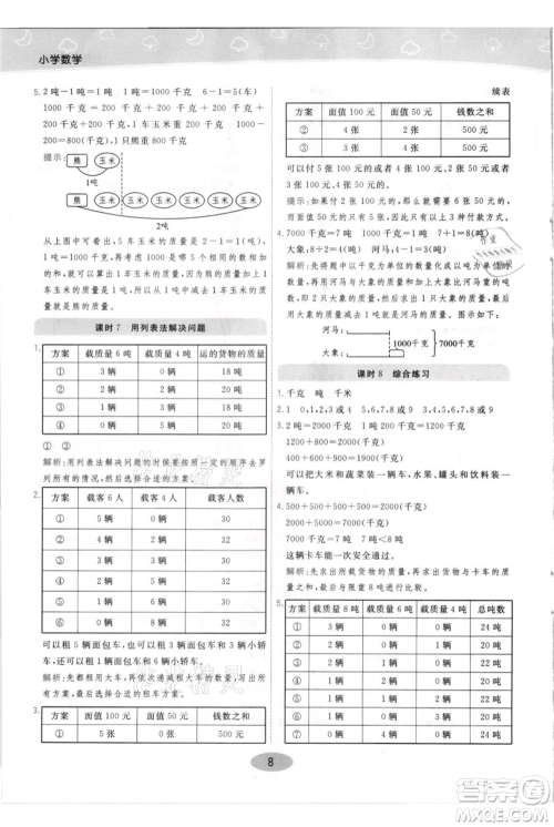 陕西师范大学出版总社有限公司2021黄冈同步练一日一练三年级上册数学人教版参考答案