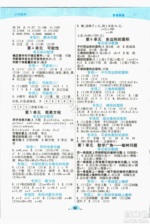 陕西师范大学出版总社有限公司2021黄冈同步练一日一练五年级上册数学人教版参考答案