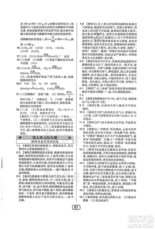 东北师范大学出版社2021北大绿卡课时同步讲练九年级化学上册人教版答案