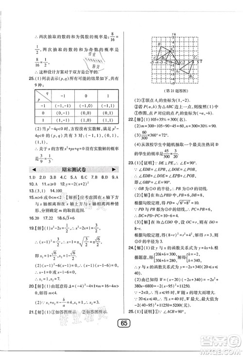 东北师范大学出版社2021北大绿卡课时同步讲练九年级数学上册人教版答案