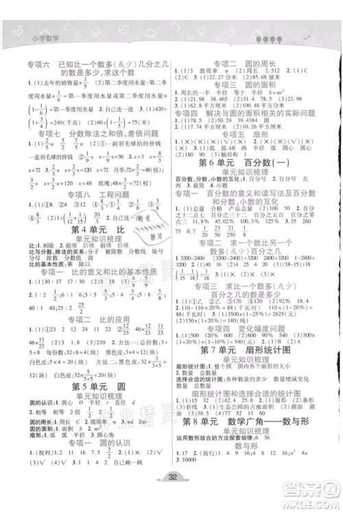 陕西师范大学出版总社有限公司2021黄冈同步练一日一练六年级上册数学人教版参考答案
