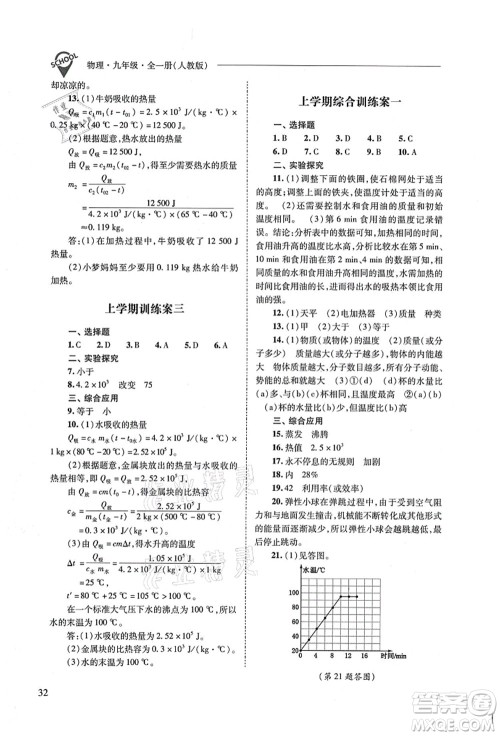 山西教育出版社2021新课程问题解决导学方案九年级物理全一册人教版答案