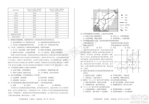 百师联盟2022届高三开学摸底联考全国卷地理试卷及答案 百师联盟2022届高三开学摸底联考全国卷地理试卷及答案