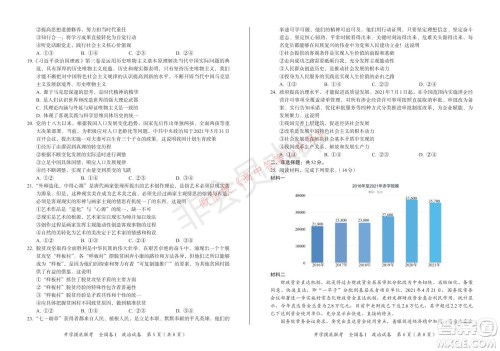 百师联盟2022届高三开学摸底联考全国卷政治试卷及答案