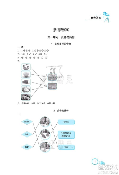 湖北教育出版社2021长江作业本课堂作业三年级科学上册人教鄂教版答案