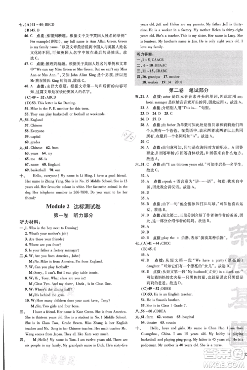 吉林教育出版社2021点拨训练课时作业本七年级上册英语外研版参考答案 吉林教育出版社2021点拨训练课时作业本七年级上册英语外研版参考答案