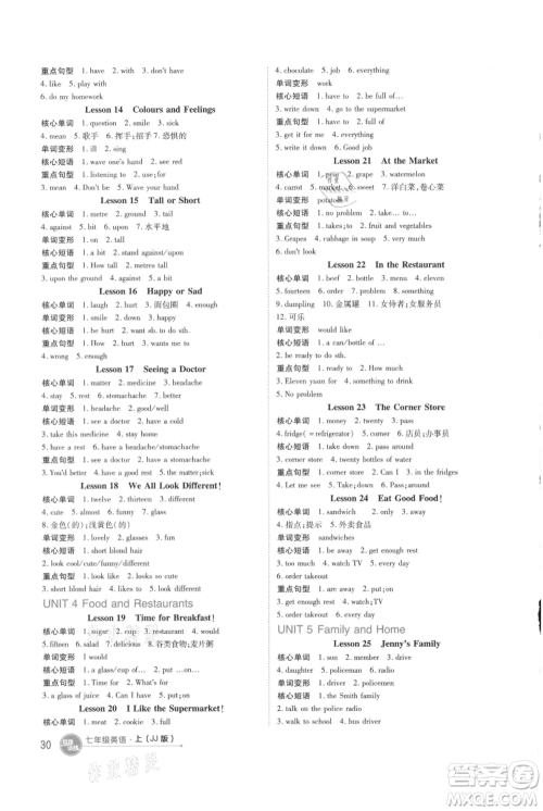 吉林教育出版社2021点拨训练课时作业本七年级上册英语冀教版参考答案 吉林教育出版社2021点拨训练课时作业本七年级上册英语冀教版参考答案
