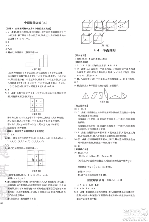 吉林教育出版社2021点拨训练课时作业本七年级上册数学华师大版参考答案