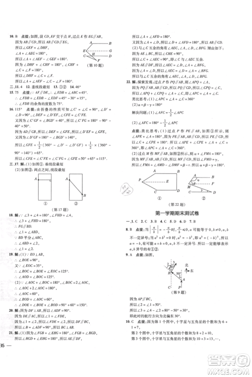 吉林教育出版社2021点拨训练课时作业本七年级上册数学华师大版参考答案 吉林教育出版社2021点拨训练课时作业本七年级上册数学华师大版参考答案