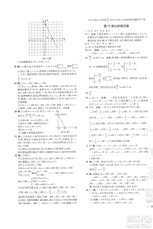 吉林教育出版社2021点拨训练课时作业本八年级上册数学沪科版安徽专用参考答案
