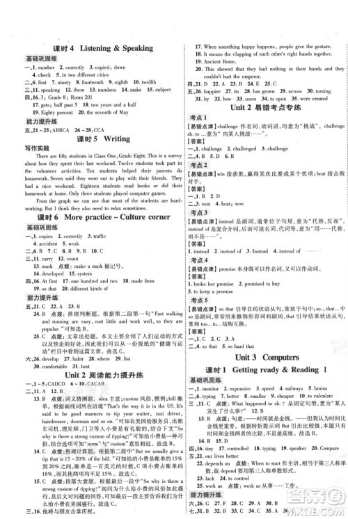 吉林教育出版社2021点拨训练课时作业本八年级上册英语沪教版参考答案