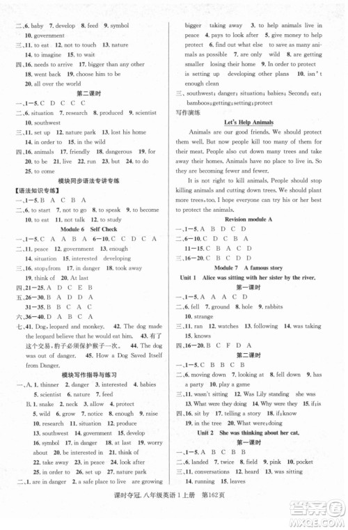 新世纪出版社2021课时夺冠英语八年级上册WY外研版答案 新世纪出版社2021课时夺冠英语八年级上册WY外研版答案