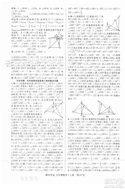 新世纪出版社2021课时夺冠数学九年级上册R人教版答案