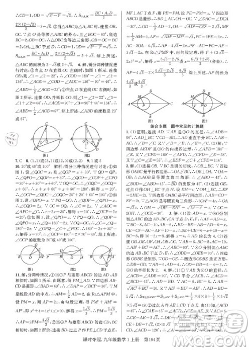 新世纪出版社2021课时夺冠数学九年级上册R人教版答案