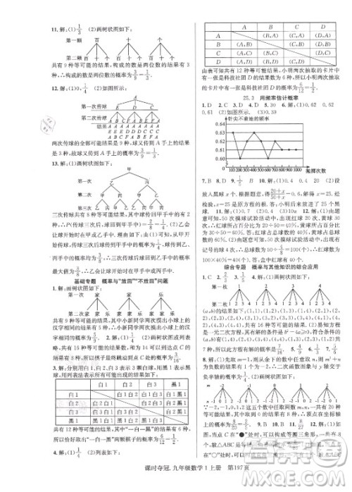 新世纪出版社2021课时夺冠数学九年级上册R人教版答案