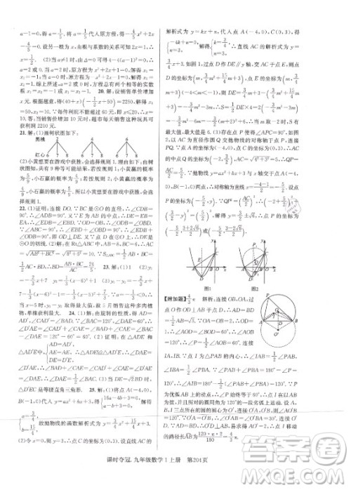 新世纪出版社2021课时夺冠数学九年级上册R人教版答案