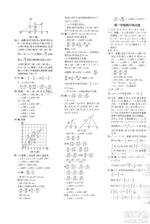 吉林教育出版社2021点拨训练课时作业本九年级上册数学华师大版参考答案 吉林教育出版社2021点拨训练课时作业本九年级上册数学华师大版参考答案