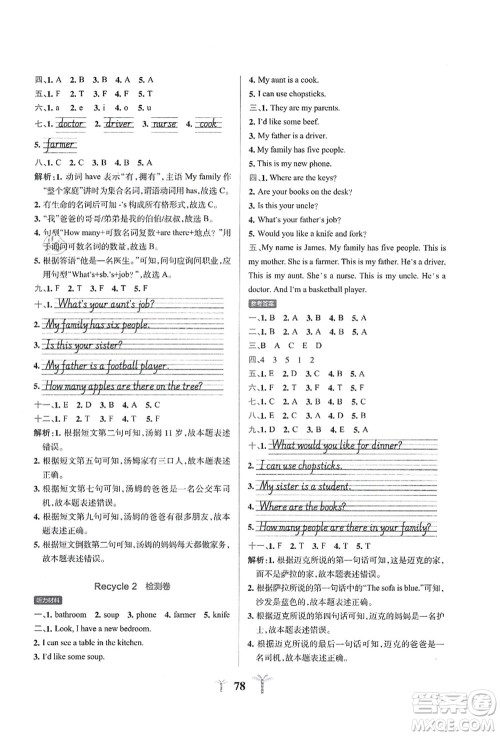 陕西师范大学出版总社有限公司2021小学学霸冲A卷四年级英语上册RJ人教版答案