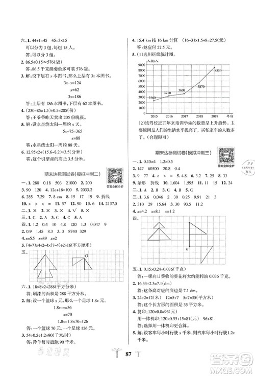 陕西师范大学出版总社有限公司2021小学学霸冲A卷五年级数学上册QD青岛版答案