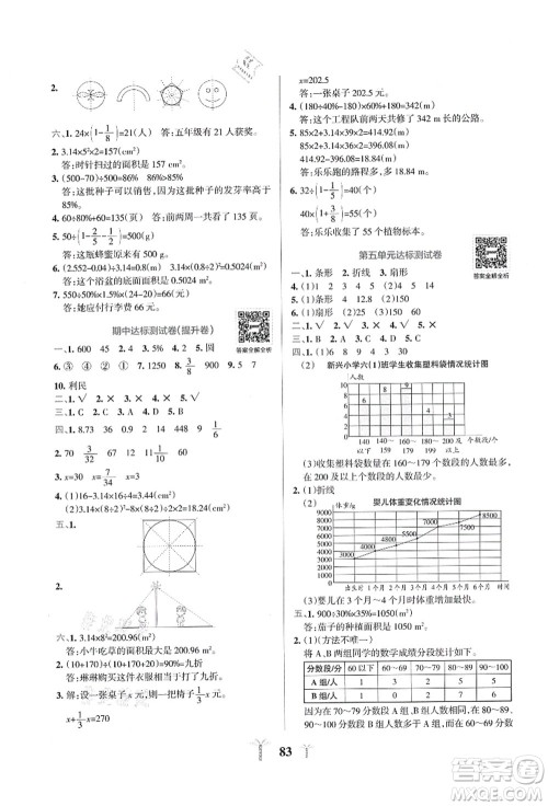 陕西师范大学出版总社有限公司2021小学学霸冲A卷六年级数学上册BS北师版答案