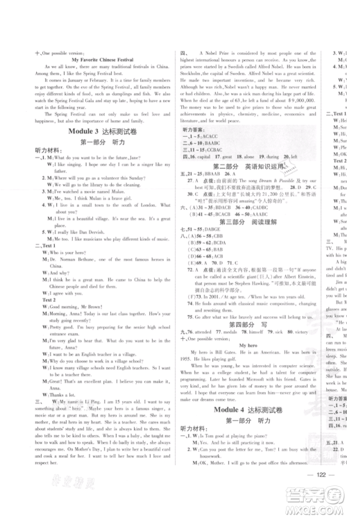 安徽教育出版社2021点拨训练课时作业本九年级上册英语外研版安徽专版参考答案