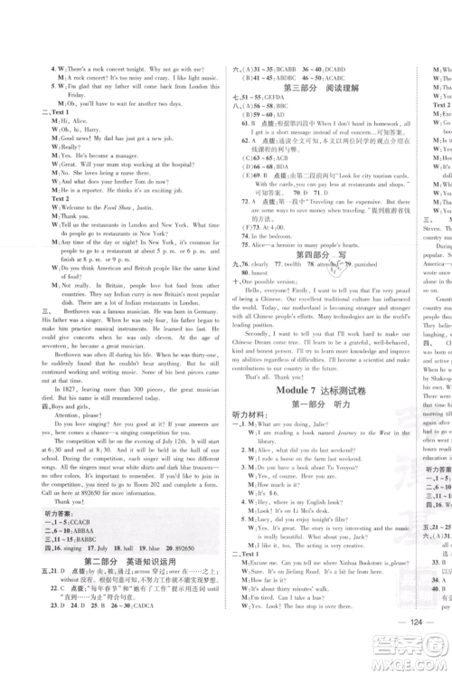 安徽教育出版社2021点拨训练课时作业本九年级上册英语外研版安徽专版参考答案