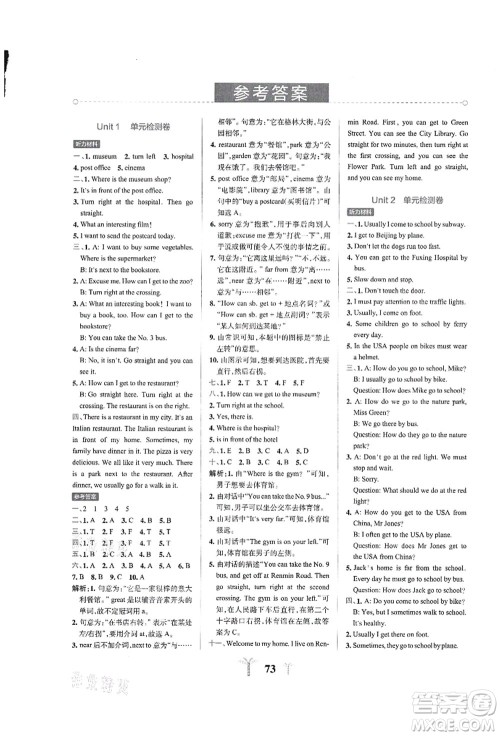 陕西师范大学出版总社有限公司2021小学学霸冲A卷六年级英语上册RJ人教版答案