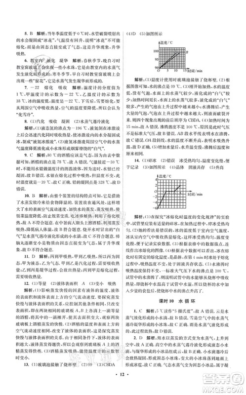 江苏凤凰科学技术出版社2021小题狂做提优版八年级物理上册苏科版答案