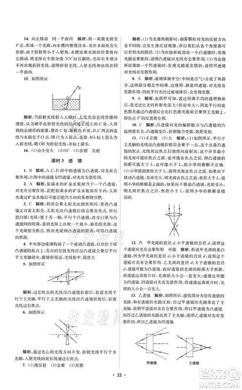 江苏凤凰科学技术出版社2021小题狂做提优版八年级物理上册苏科版答案