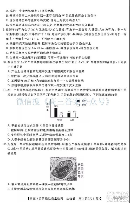 广东省普通高中2022届高三9月阶段性质量检测生物试题及答案 广东省普通高中2022届高三9月阶段性质量检测生物试题及答案