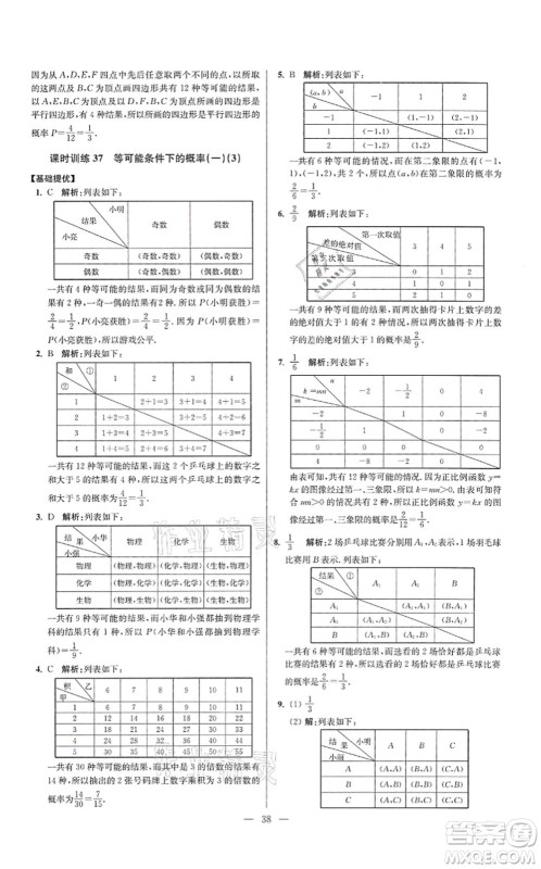 江苏凤凰科学技术出版社2021小题狂做提优版九年级数学上册苏科版答案 江苏凤凰科学技术出版社2021小题狂做提优版九年级数学上册苏科版答案