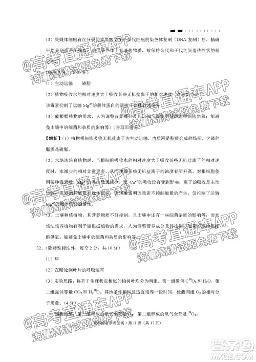 2022届贵阳一中高考适应性月考一理科综合试题及答案 2022届贵阳一中高考适应性月考一理科综合试题及答案