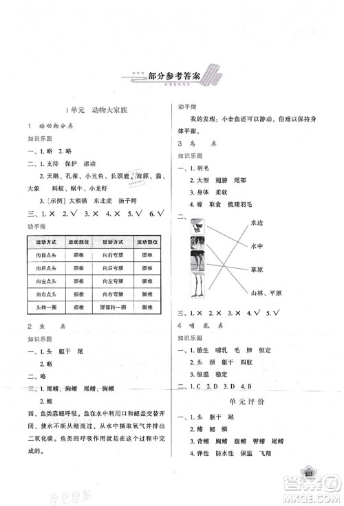 陕西人民教育出版社2021新课程学习与评价四年级科学上册B版苏教版答案 陕西人民教育出版社2021新课程学习与评价四年级科学上册B版苏教版答案