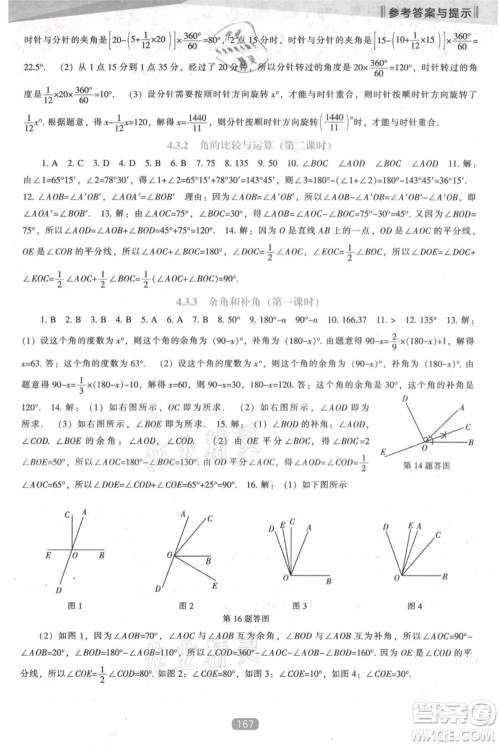 辽海出版社2021新课程数学能力培养七年级上册人教版参考答案