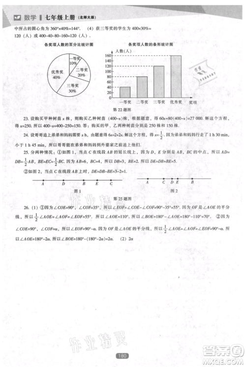 辽海出版社2021新课程数学能力培养七年级上册北师大版参考答案