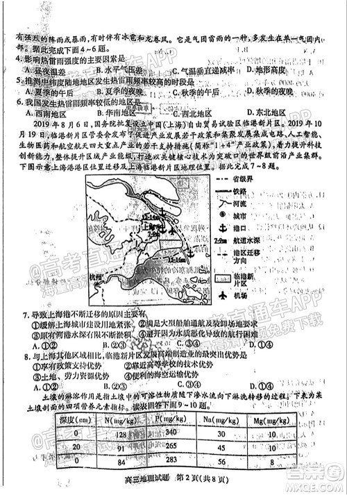 运城市2021年高三年级摸底调研测试地理试卷及答案