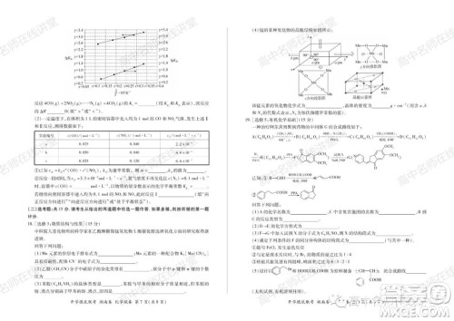 2022届高三开学摸底联考新高考I卷湖南卷化学试卷及答案