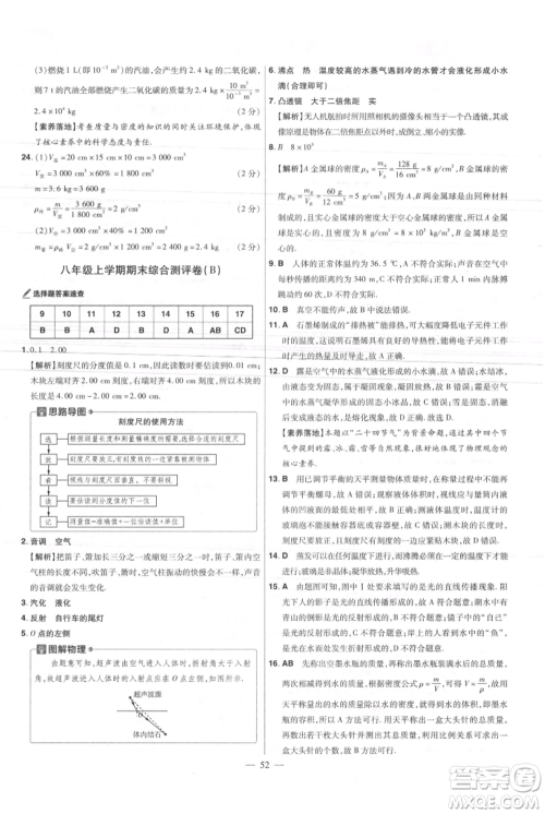 延边教育出版社2021金考卷活页题选初中同步单元双测卷八年级上册物理沪粤版参考答案 延边教育出版社2021金考卷活页题选初中同步单元双测卷八年级上册物理沪粤版参考答案
