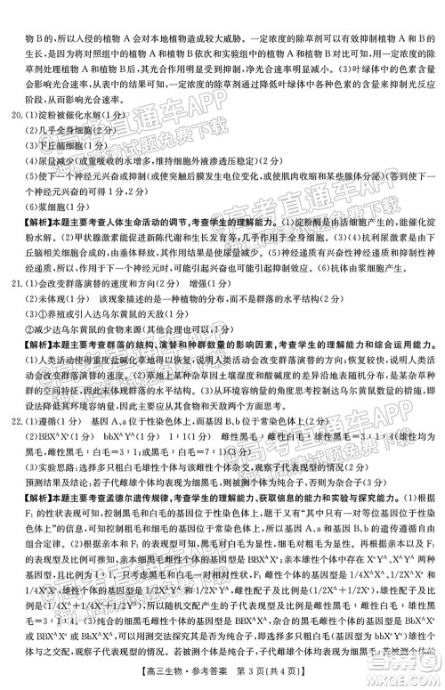 2022届邢台市高三入学考试生物试题及答案 2022届邢台市高三入学考试生物试题及答案